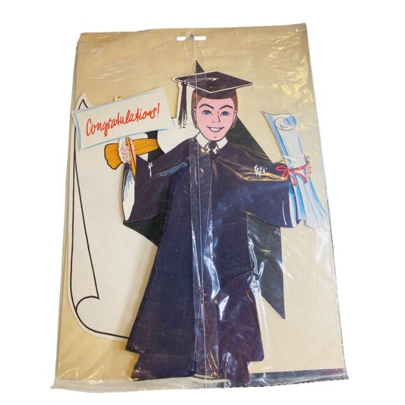 Vintage Amscan Graduation Centerpiece 11.5" Honeycomb Boy 1399-10 - Picture 5 of 6